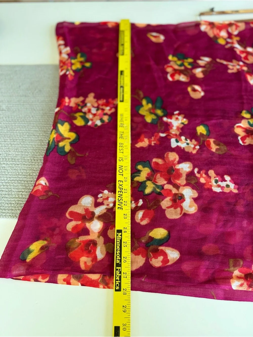 Vintage Burgundy Floral Lightweight Rectangle Scarf with Fringe
